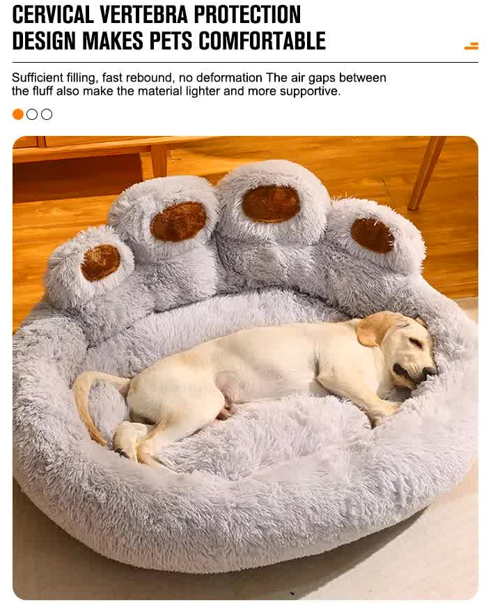 Plush Paw-shaped Dog Bed
